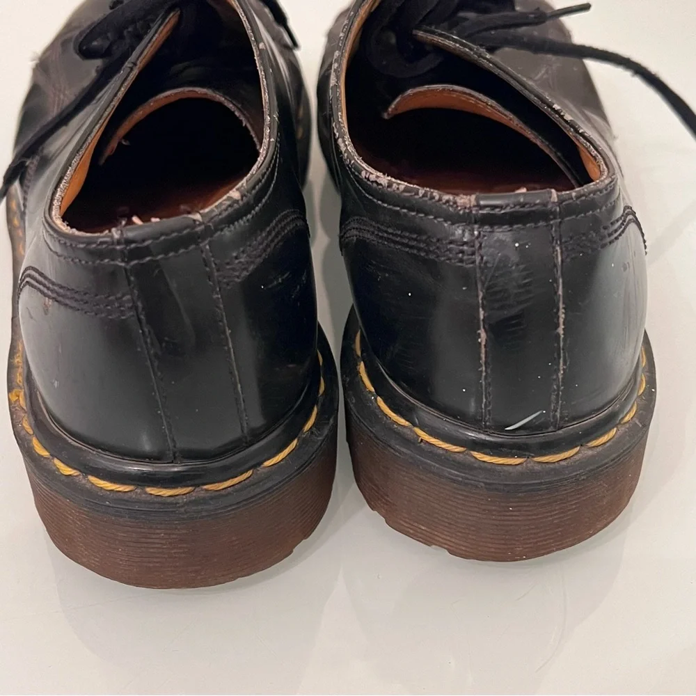 DR. MARTENS 8019 Made in England Vintage 6-Eye Work Shoes Black Leather - Picture 3 of 8